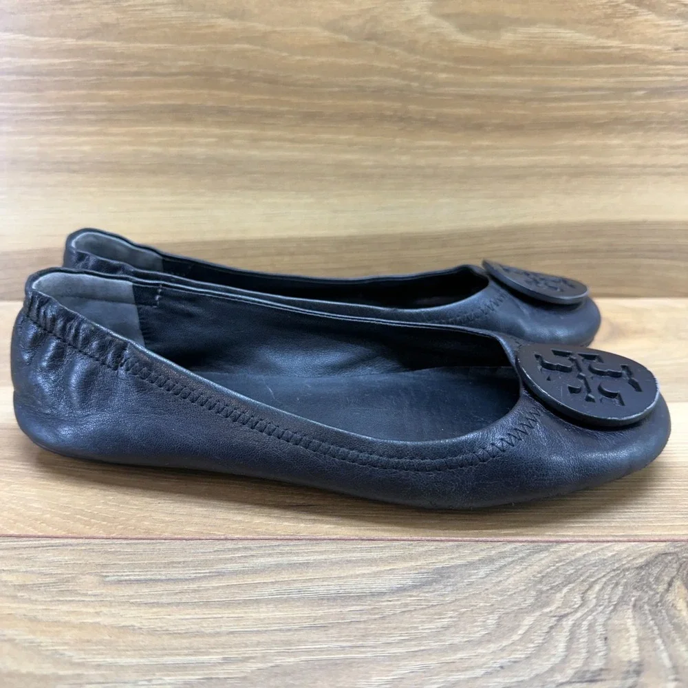 Tory Burch Minnie Ballet Flats Womens 6 M Black Soft Leather Walk Office